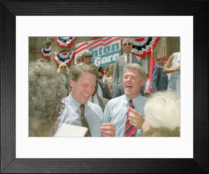 Framed Print : Bill Clinton and Al Gore Attending Rally Framed Print : Bill Clinton and Al Gore Attending Rally