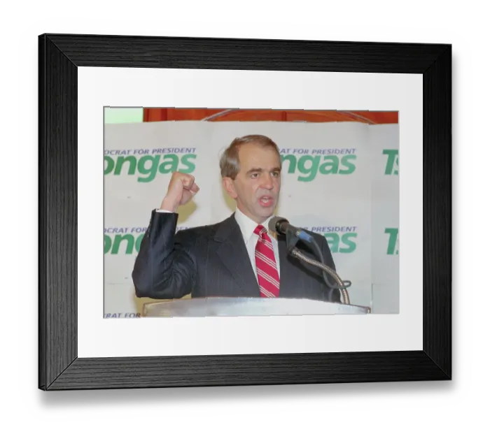 Framed Print : Paul Tsongas Raising His Fist in Confidence Framed Print : Paul Tsongas Raising His Fist in Confidence