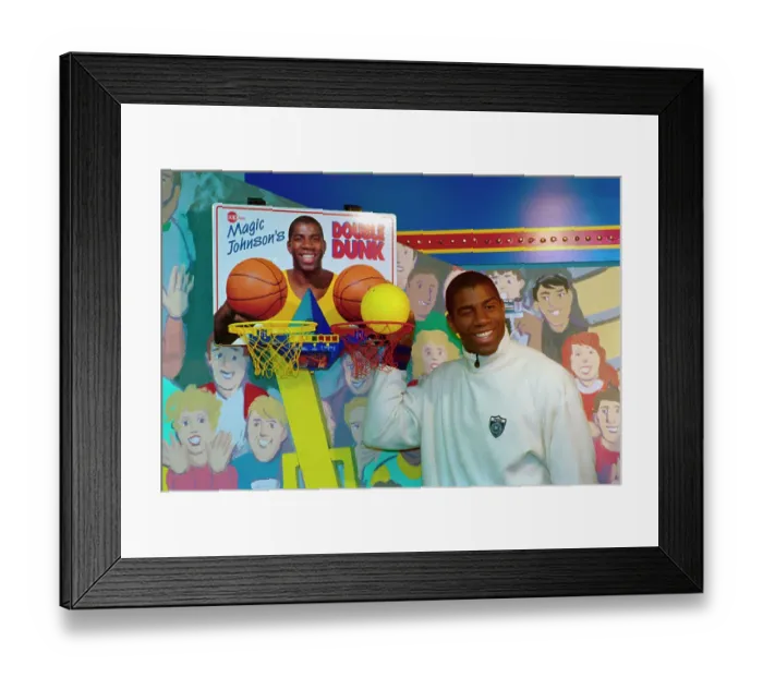 Framed Print : Magic Johnson Standing Next to a Basketball Hoop Framed Print : Magic Johnson Standing Next to a Basketball Hoop
