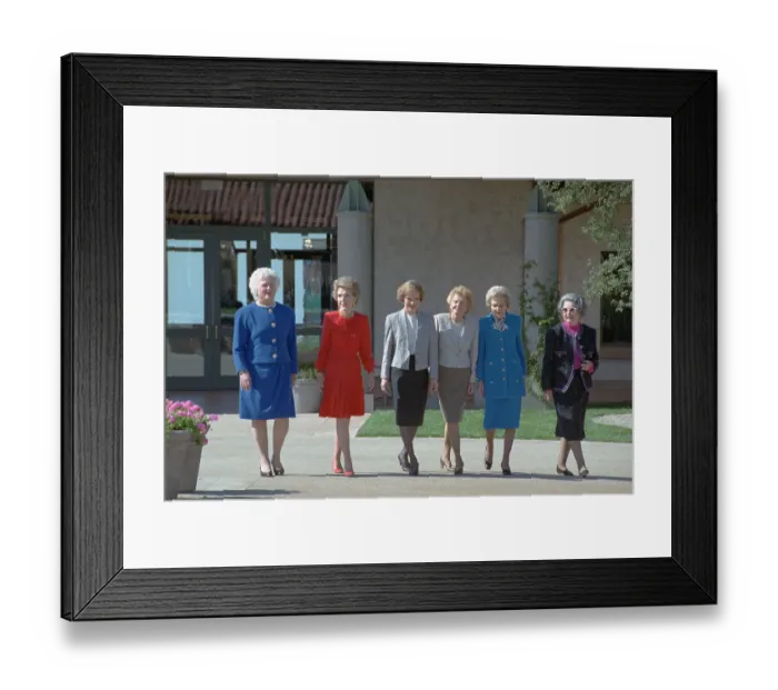 Framed Print : Six First Ladies Strolling in Courtyard Framed Print : Six First Ladies Strolling in Courtyard