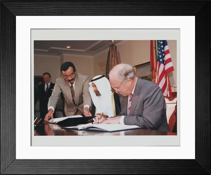 Framed Print : Dick Cheney and Shaikh Ali Framed Print : Dick Cheney and Shaikh Ali