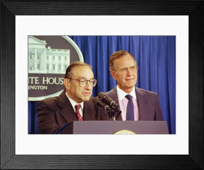 Framed Print : Alan Greenspan and George Bush