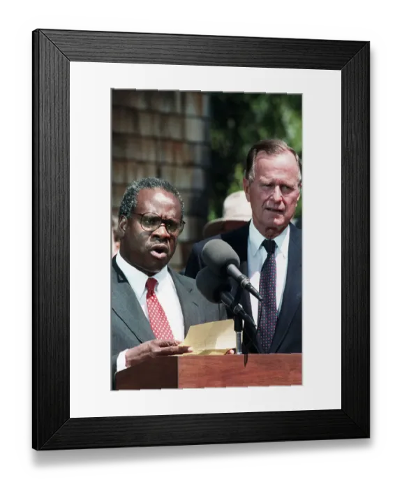Framed Print : Bush Standing W / Clarence Thomas @ Podium Framed Print : Bush Standing W / Clarence Thomas @ Podium