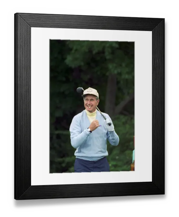 Framed Print : George Bush with Golf Tee in Mouth Framed Print : George Bush with Golf Tee in Mouth