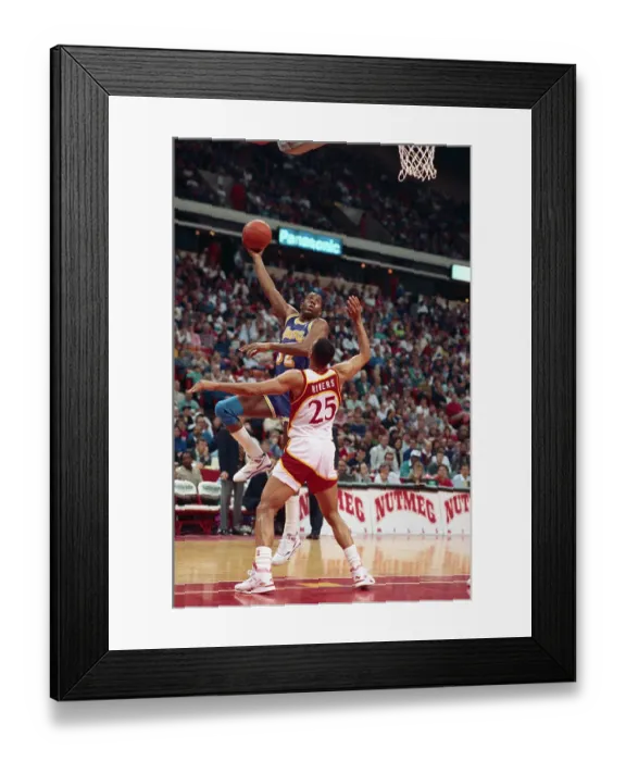 Framed Print : Magic Johnson Going for Basket During Basketball Game Framed Print : Magic Johnson Going for Basket During Basketball Game