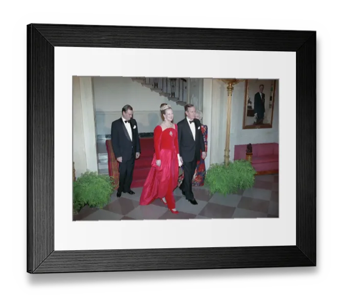 Framed Print : George Bush Escorting Denmark's Queen Framed Print : George Bush Escorting Denmark's Queen