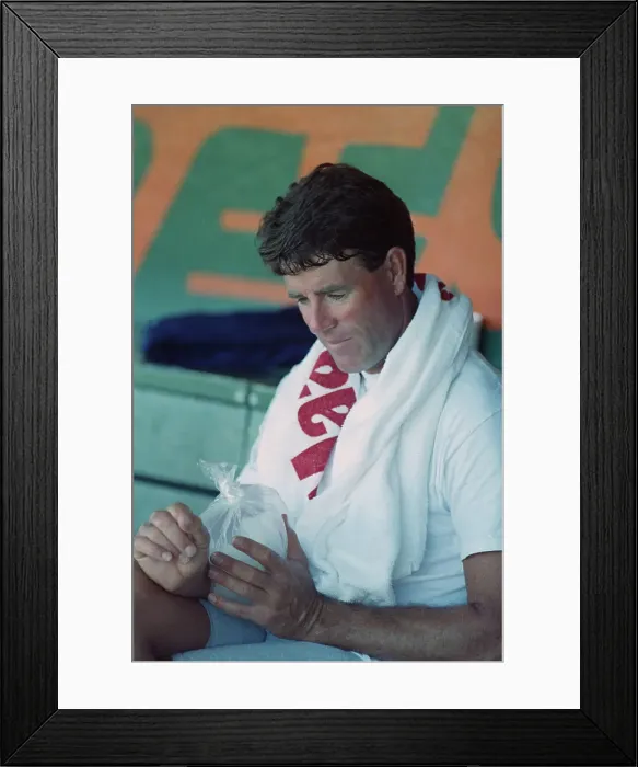 Framed Print : Jim Palmer Holds Ice Pack On Hand;Baseba Framed Print : Jim Palmer Holds Ice Pack On Hand;Baseba