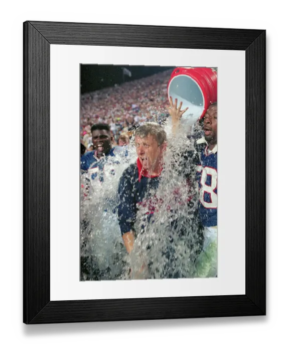 Framed Print : Giants Pouring Water Over Bill Parcells
