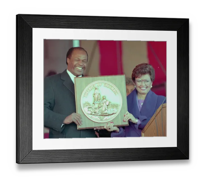 Framed Print : Sharon Pratt Dixon & Marion Barry Smiling
