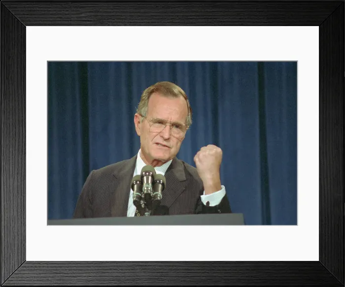 Framed Print : George Bush Gesturing with Fist Framed Print : George Bush Gesturing with Fist
