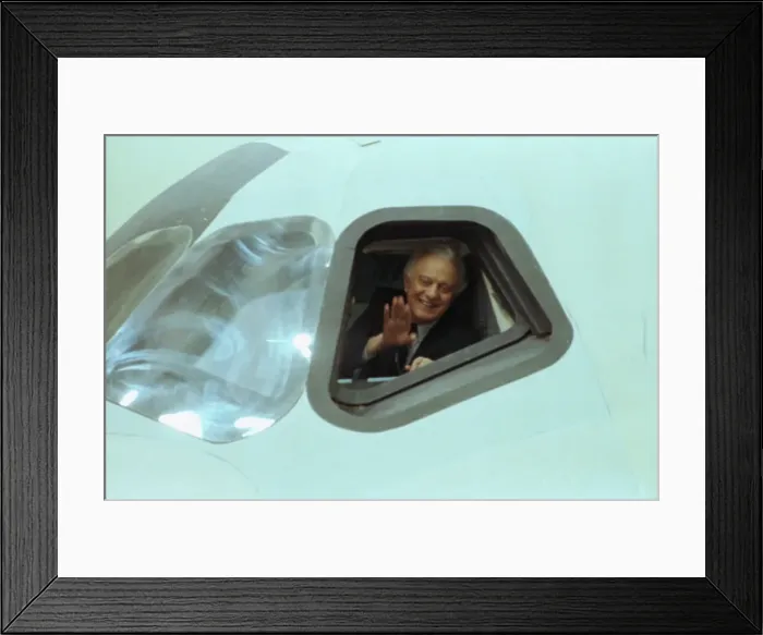 Framed Print : Eduard Shevardnadze Waving from Space Shuttle Trainer Framed Print : Eduard Shevardnadze Waving from Space Shuttle Trainer