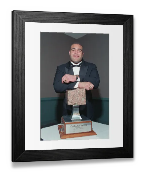 Framed Print : Chris Zorich Holding Lombardi Award Framed Print : Chris Zorich Holding Lombardi Award