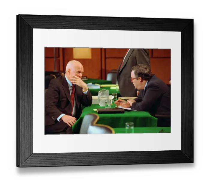 Framed Print : Senator John Glenn Conversing with Lawyer Framed Print : Senator John Glenn Conversing with Lawyer