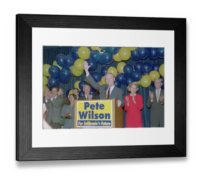 Framed Print : Pete Wilson Waving to Crowd Framed Print : Pete Wilson Waving to Crowd