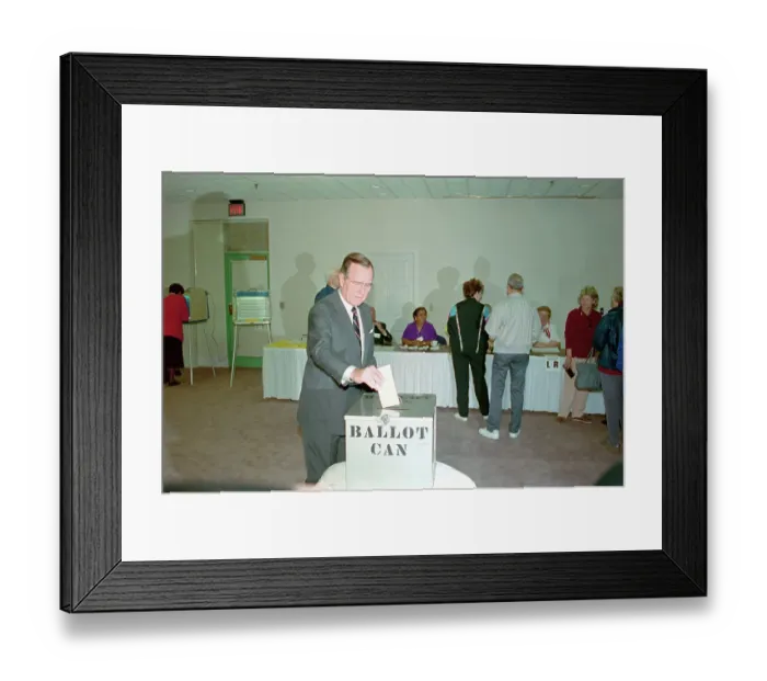 Framed Print : George Bush Casting His Ballot Framed Print : George Bush Casting His Ballot