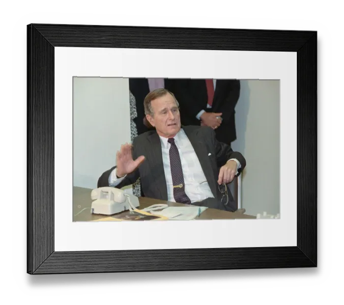 Framed Print : George Bush Talking in His Office Framed Print : George Bush Talking in His Office
