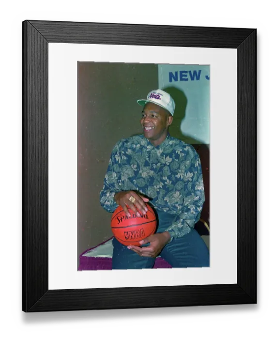Framed Print : Portrait of Derrick Coleman Holding a Basketball Framed Print : Portrait of Derrick Coleman Holding a Basketball