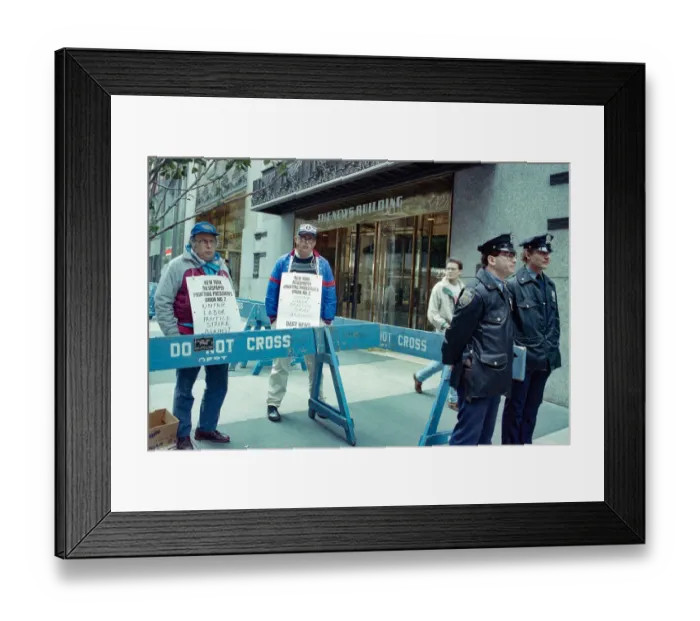 Framed Print : Strikers at NY Daily News Building Framed Print : Strikers at NY Daily News Building