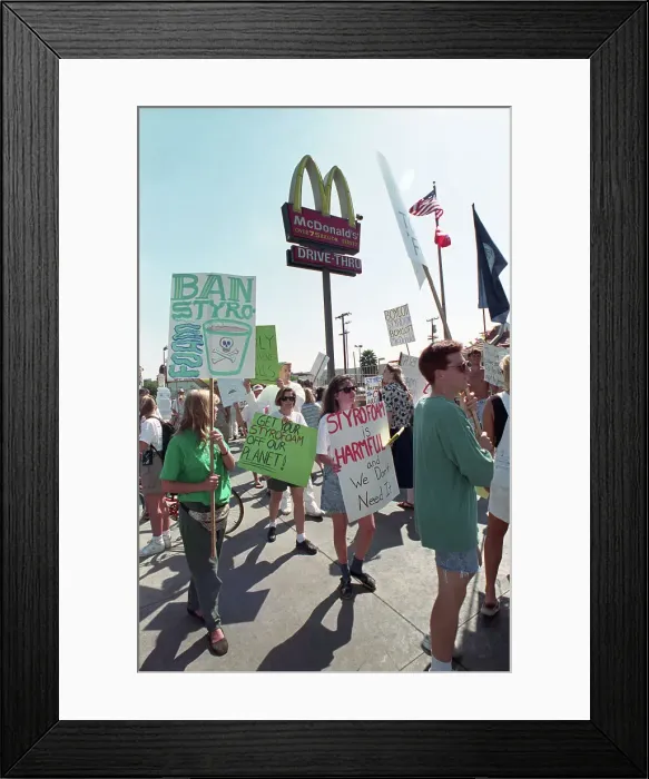 Framed Print : Anti-Styrofoam Protesters Bkgd-Mcdonalds