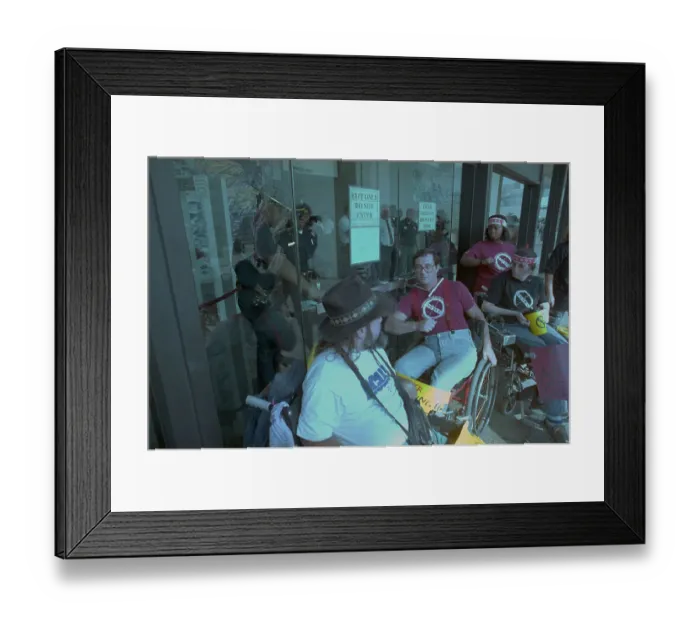 Framed Print : John Clayton Locks His Neck to Door Framed Print : John Clayton Locks His Neck to Door