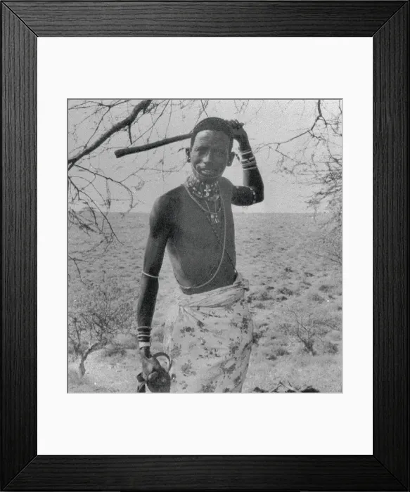 Framed Print : African Native Posing in Warrior Costume Framed Print : African Native Posing in Warrior Costume