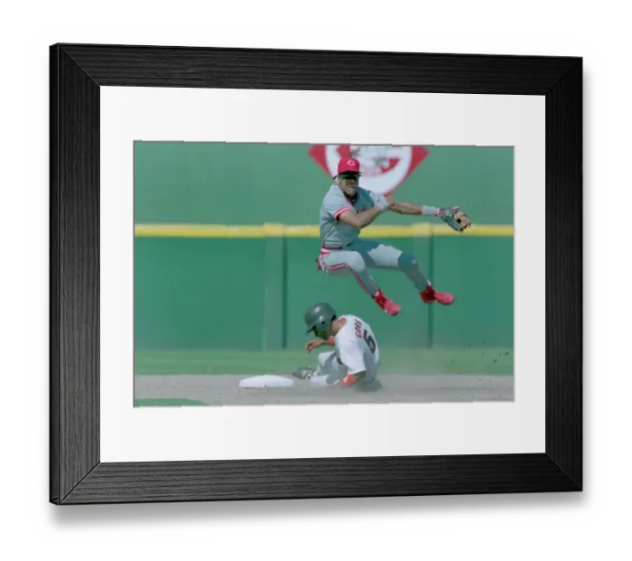 Framed Print : Barry Larkin Jumping Over Joey Cora Framed Print : Barry Larkin Jumping Over Joey Cora