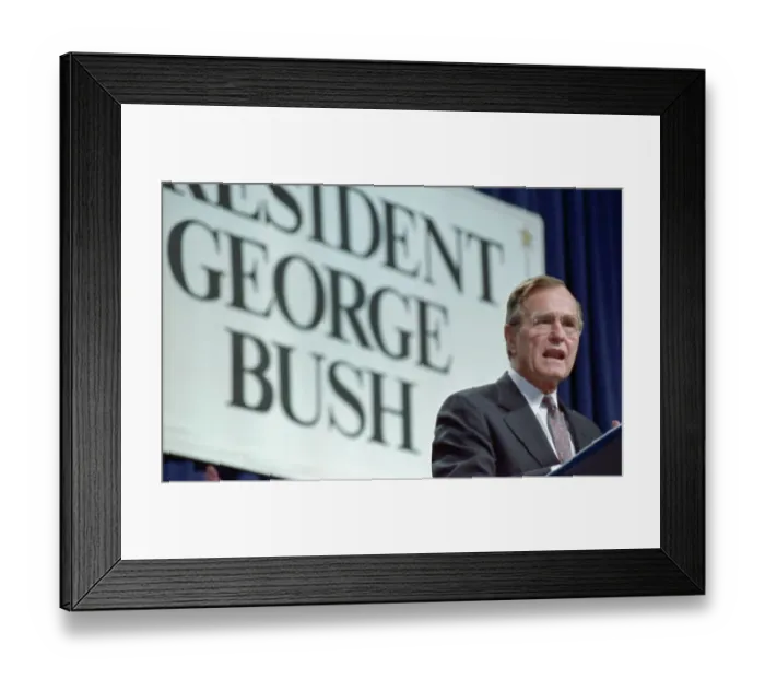 Framed Print : George Bush Addressing Republican Party Fundraiser