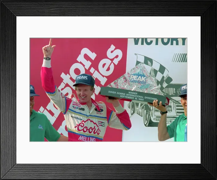Framed Print : Bill Elliot Holding up Trophy in Victory Framed Print : Bill Elliot Holding up Trophy in Victory