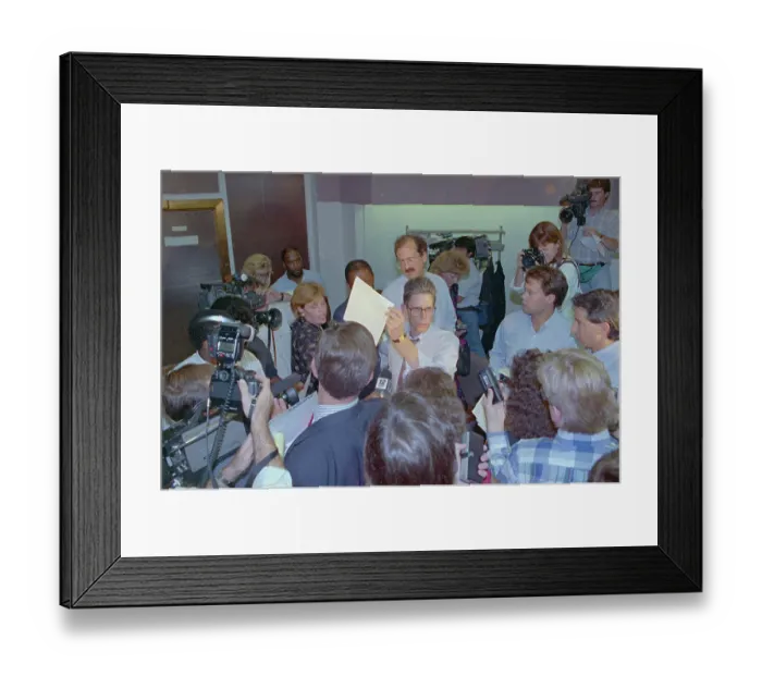 Framed Print : Frank Joyce Conversing with Media Framed Print : Frank Joyce Conversing with Media