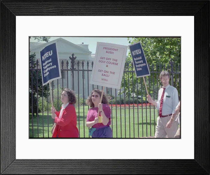 Framed Print : National Treasury Employees Union Members Marching in Demonstration Framed Print : National Treasury Employees Union Members Marching in Demonstration