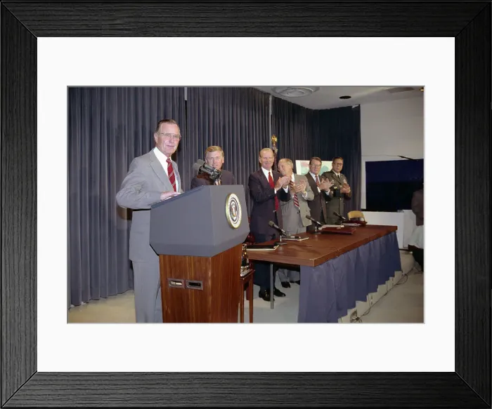 Framed Print : President George Bush Speaking to Congressional Leaders Framed Print : President George Bush Speaking to Congressional Leaders