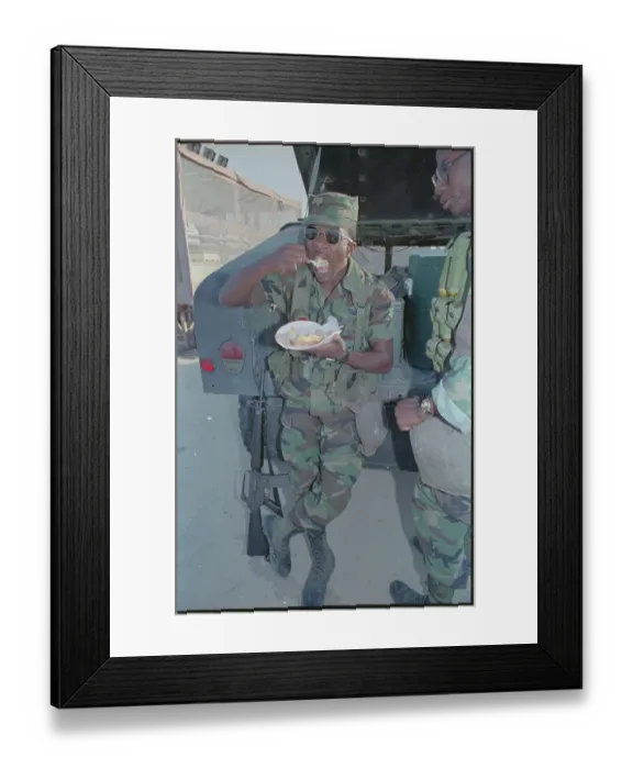 Framed Print : Airmen Laughing Together Atop Jeep Framed Print : Airmen Laughing Together Atop Jeep