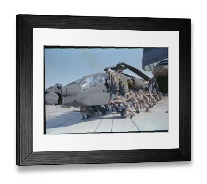 Framed Print : Marines Pushing Helicopter