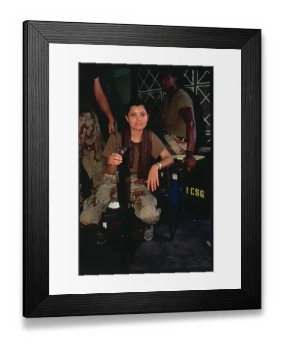Framed Print : American Soldier Posing with Rifle Framed Print : American Soldier Posing with Rifle