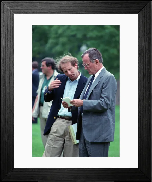Framed Print : Pres. Bush Handed Note By Assistant Framed Print : Pres. Bush Handed Note By Assistant