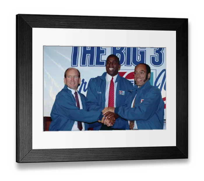 Framed Print : Craig E. Weatherup, Earvin Magic Johnson and Earl G. Graves Clasping Hands Framed Print : Craig E. Weatherup, Earvin Magic Johnson and Earl G. Graves Clasping Hands