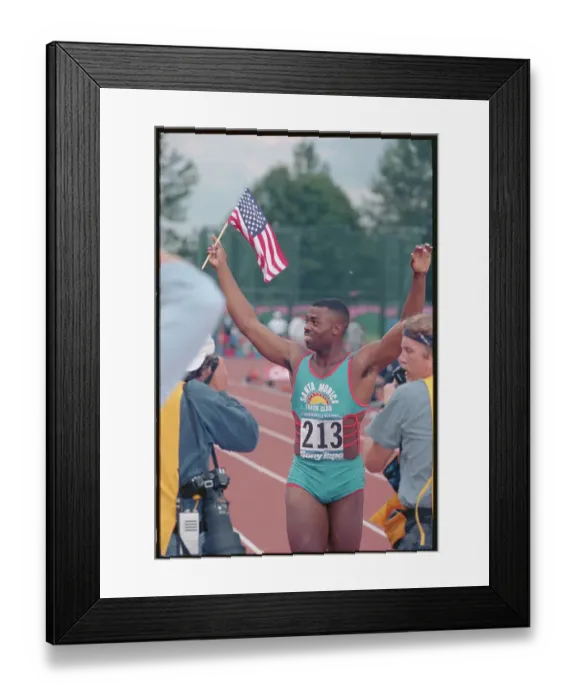 Framed Print : Leroy Burrell Finishing Race in the Goodwill Games Framed Print : Leroy Burrell Finishing Race in the Goodwill Games