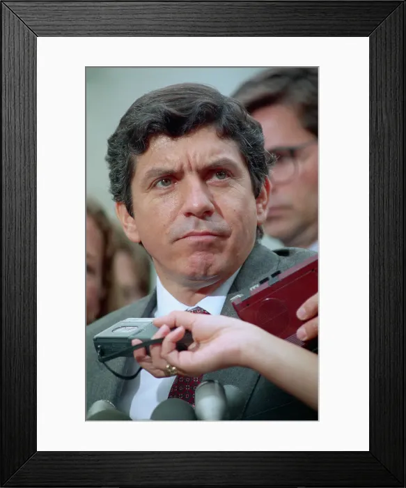 Framed Print : Columbian President Cesar Gaviria Speaking to Reporters