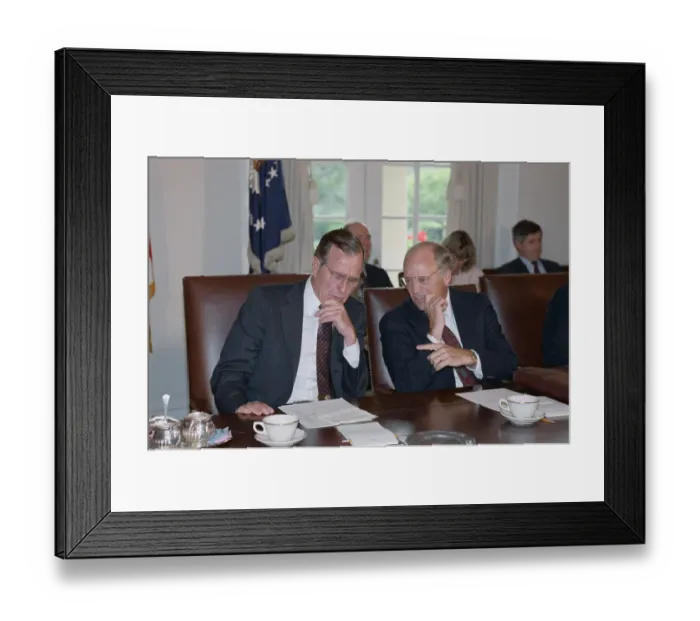 Framed Print : President George Bush Conversing with Dick Cheney at Conference Framed Print : President George Bush Conversing with Dick Cheney at Conference