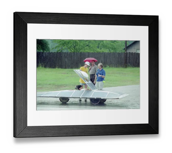 Framed Print : Solar Powered Racecar in Rainstorm Framed Print : Solar Powered Racecar in Rainstorm