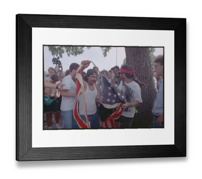 Framed Print : Demonstrators Shredding American Flag Framed Print : Demonstrators Shredding American Flag