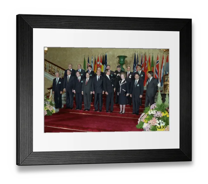 Framed Print : George Bush Laughing with Ruud Lubbers and Others Framed Print : George Bush Laughing with Ruud Lubbers and Others