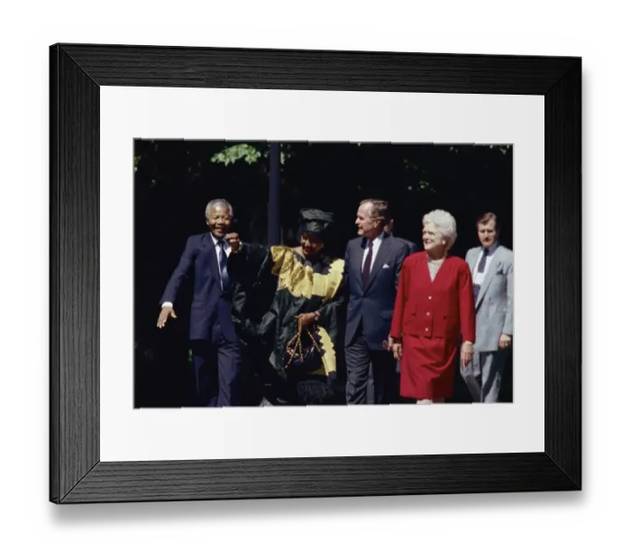 Framed Print : Nelson Mandela and Wife with George bush and Wife Framed Print : Nelson Mandela and Wife with George bush and Wife