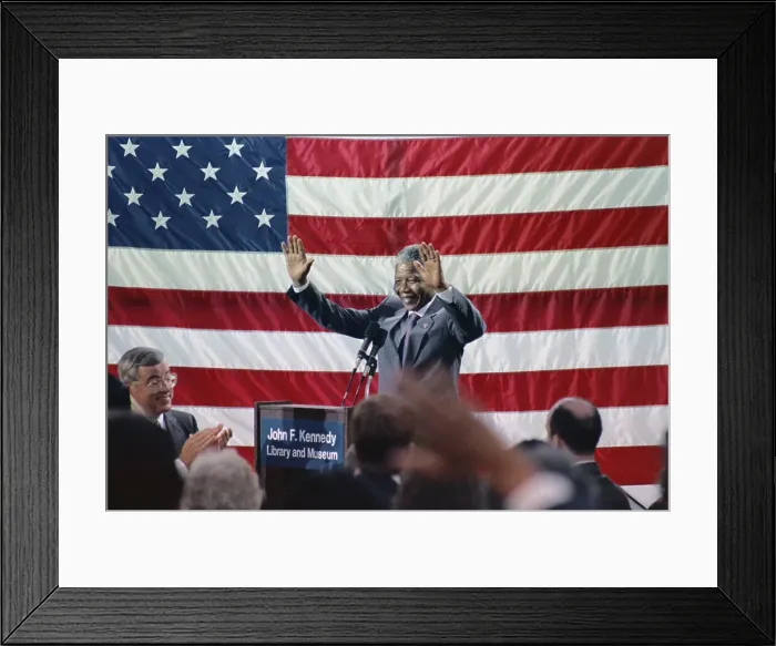 Framed Print : Nelson Mandela Acknowledging Applause Framed Print : Nelson Mandela Acknowledging Applause