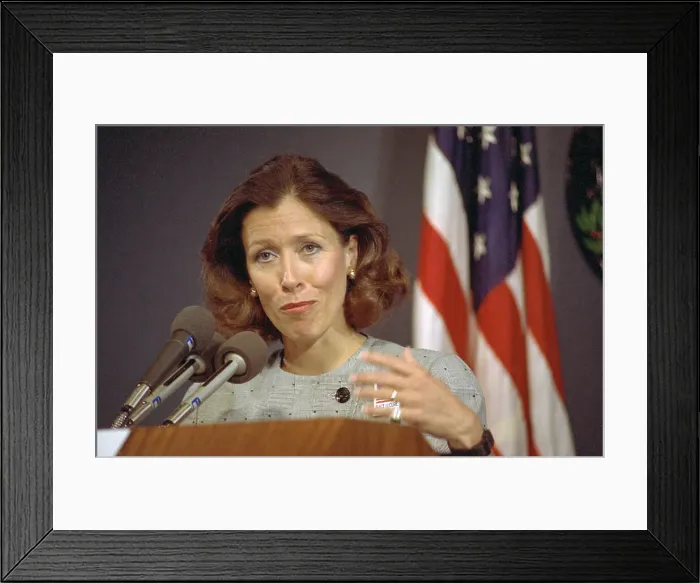 Framed Print : Marilyn Quayle Speaking at a Press Conference Framed Print : Marilyn Quayle Speaking at a Press Conference