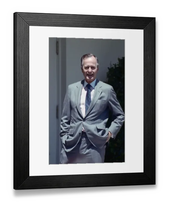 Framed Print : President George Bush Leaning on Column Framed Print : President George Bush Leaning on Column