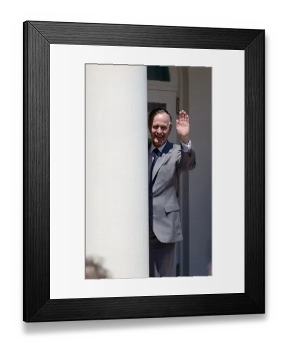 Framed Print : President George Bush Leaning on Column Framed Print : President George Bush Leaning on Column