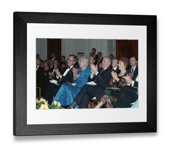 Framed Print : Mr. and Mrs. George Bush and Mr. and Mrs. Mikhail Gorbachev Applauding Framed Print : Mr. and Mrs. George Bush and Mr. and Mrs. Mikhail Gorbachev Applauding