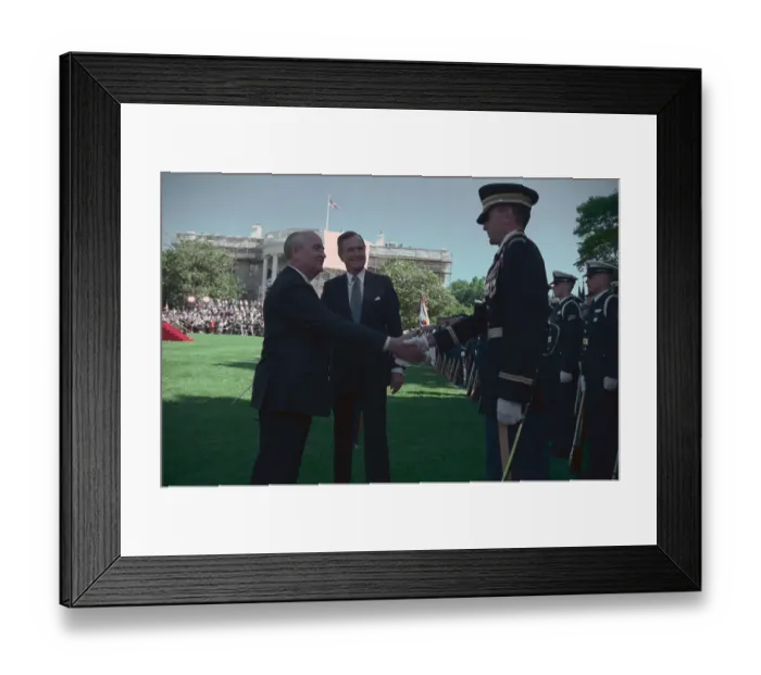 Framed Print : Mikhail Gorbachev and Barrie Zais Shaking Hands Framed Print : Mikhail Gorbachev and Barrie Zais Shaking Hands