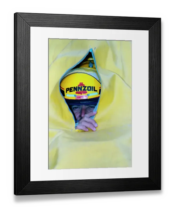 Framed Print : Rick Mears Looking from Under Tarp Framed Print : Rick Mears Looking from Under Tarp